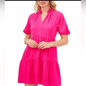 Cece, NWOT Ruffle VNeck Short Sleeve Tiered Mini Dress, Current Retail $89!